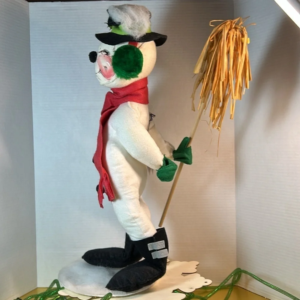 Giant 21” Annalee Snowman with top hat and mop